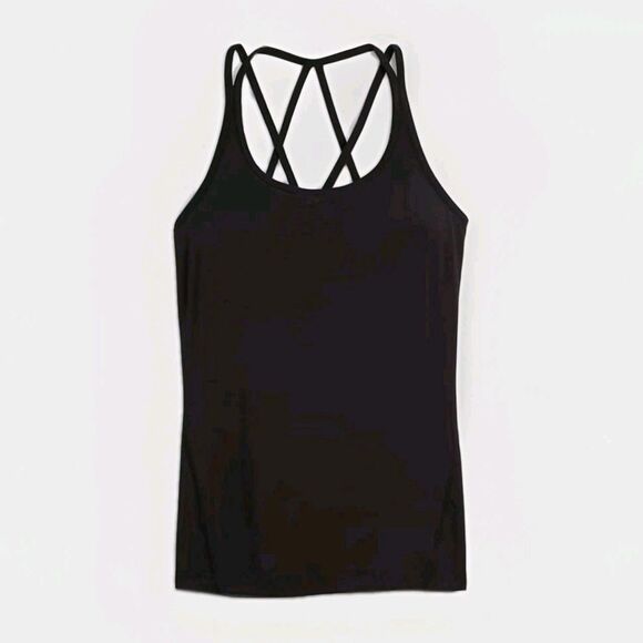 Gap Fit Active Tank Top Black XS Built In Bra Strappy Loose Fit Workout - Picture 1 of 8